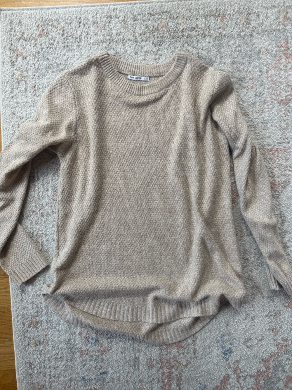 Pink Clover Taupe Knit Crewneck Sweater